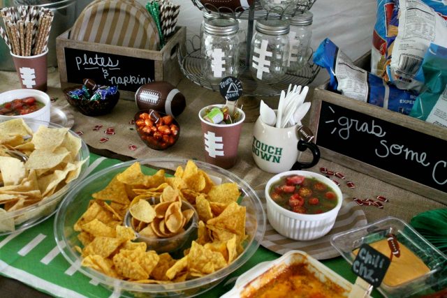 Rustic Football Party: Chip, Dip, and Suds Station - Kendall Rayburn