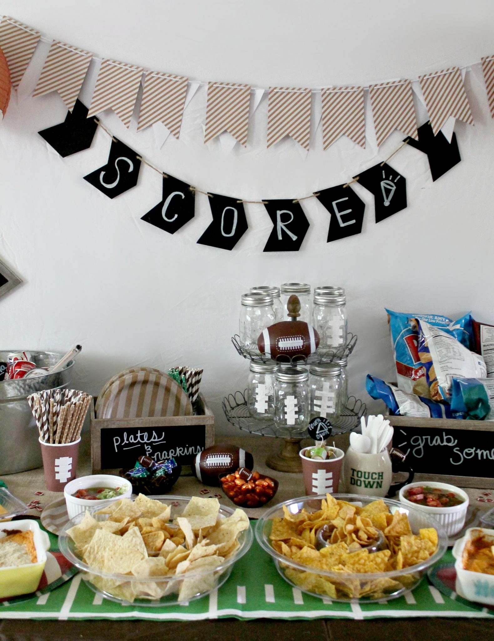 Rustic Football Party: Chip, Dip, and Suds Station - Kendall Rayburn