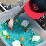 Frog Sensory Bin + DIY Lily Pads & Cattails