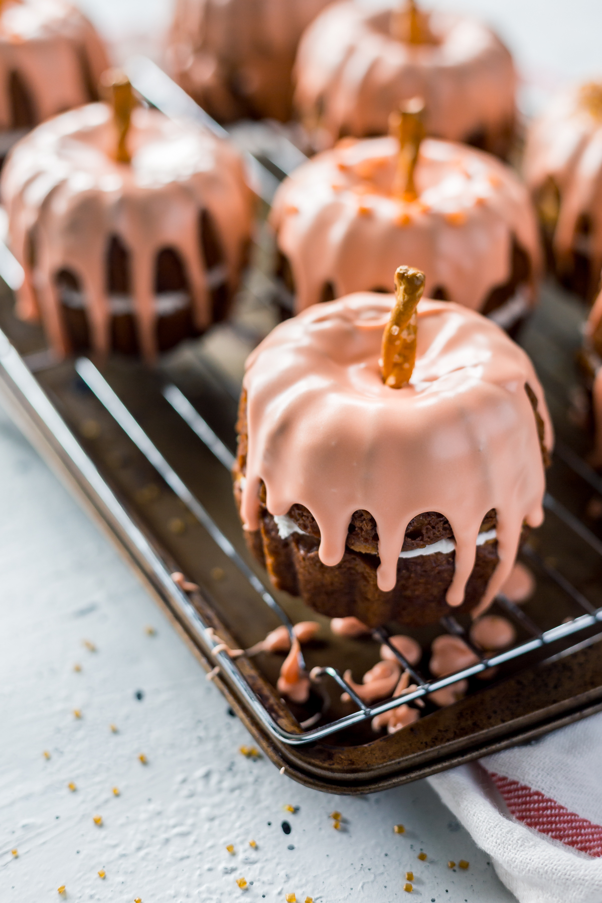 Mini Pumpkin Bundt Cakes with Cheesecake Filling