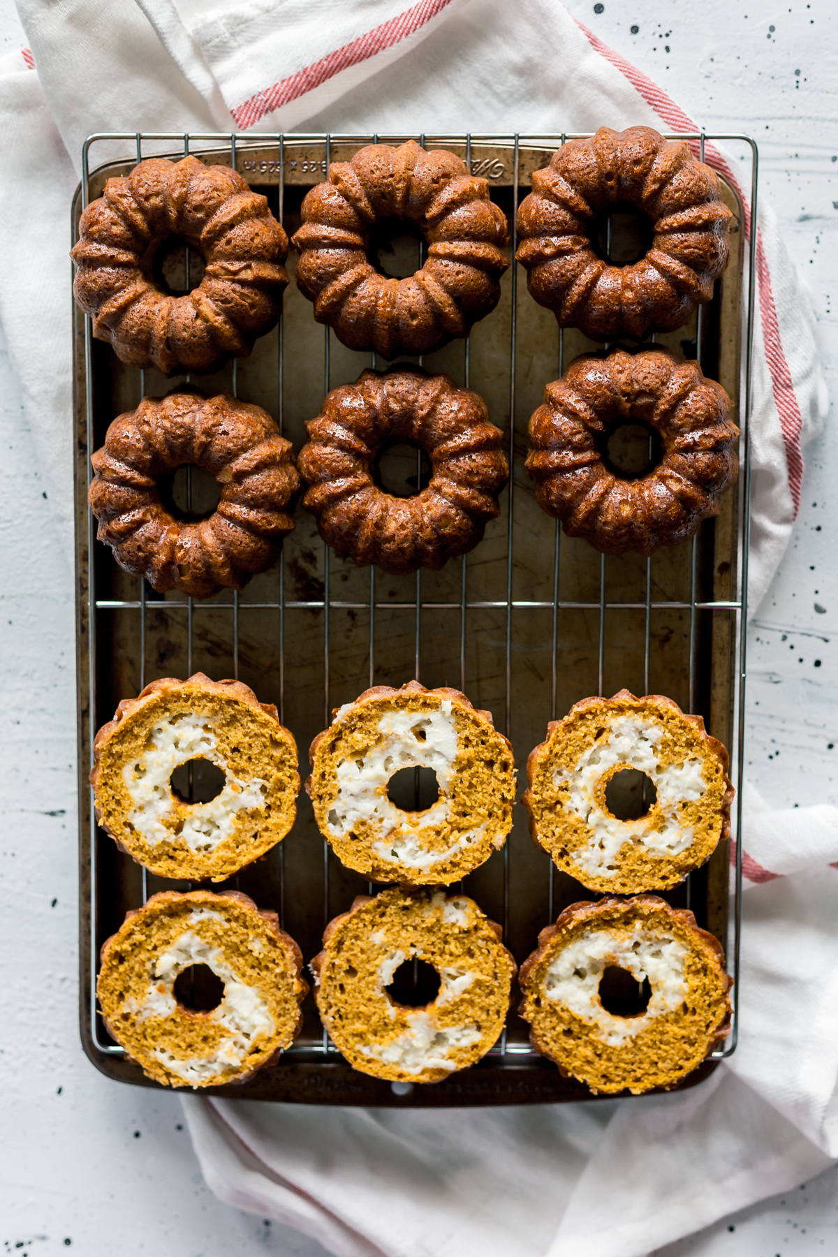 Mini Pumpkin Bundt Cakes with Cheesecake Filling