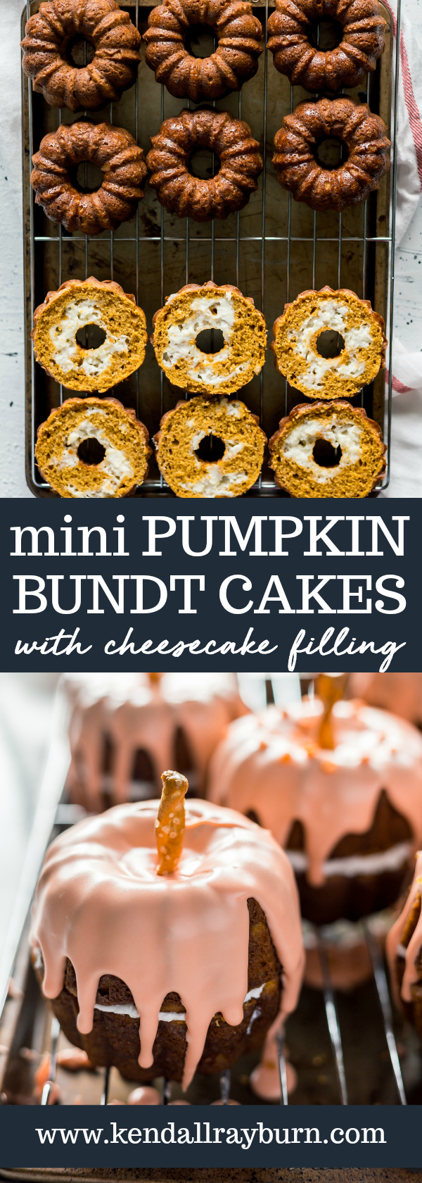 Mini Pumpkin Bundt Cakes with Cheesecake Filling