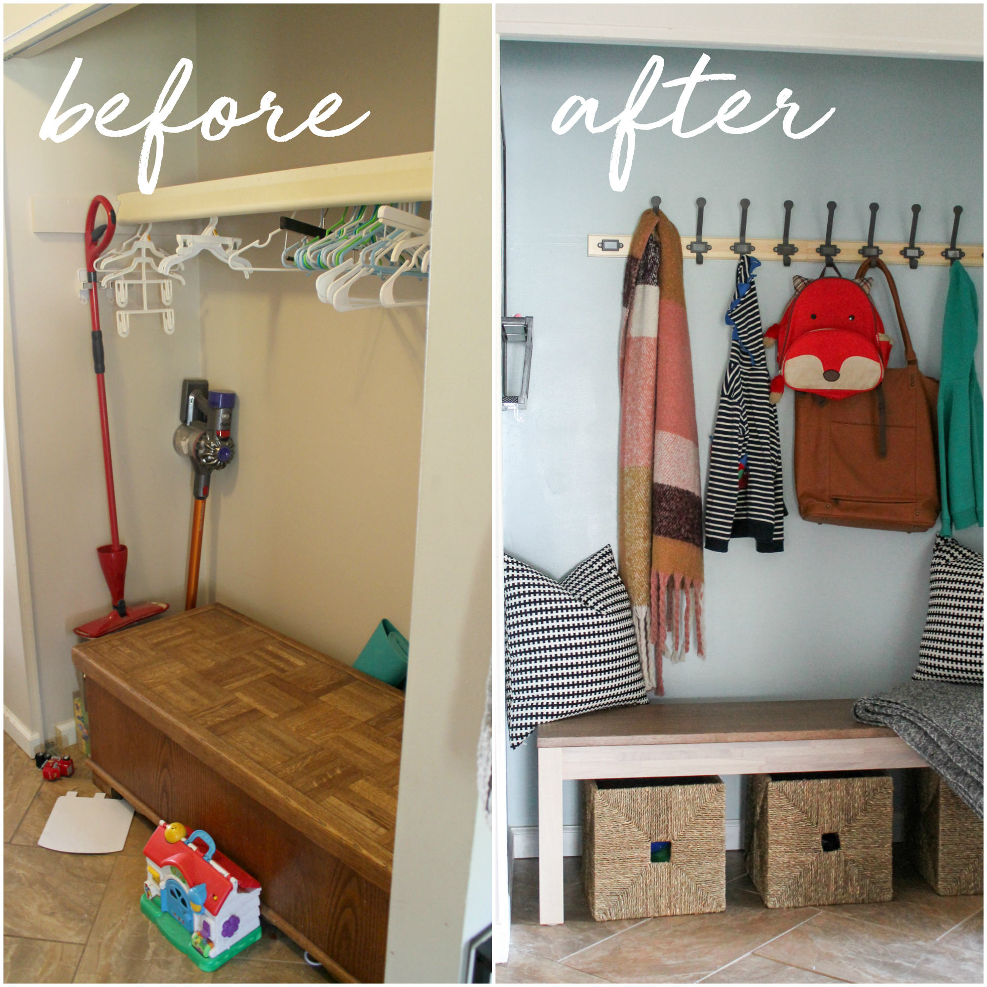 How to Turn a Hallway Closet into a Mudroom on a Budget