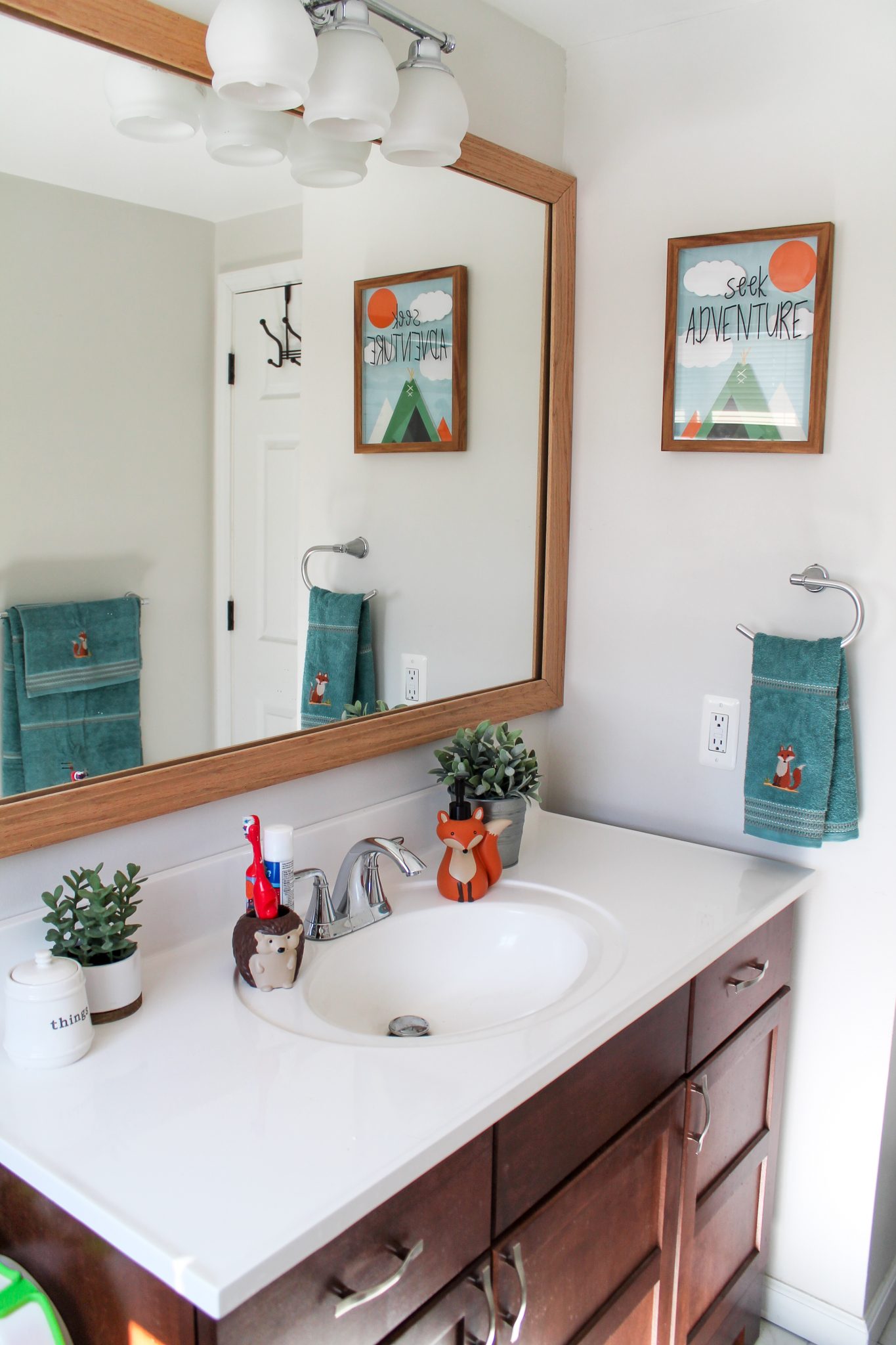 Budget-Friendly Woodland Themed Kids Bathroom Makeover