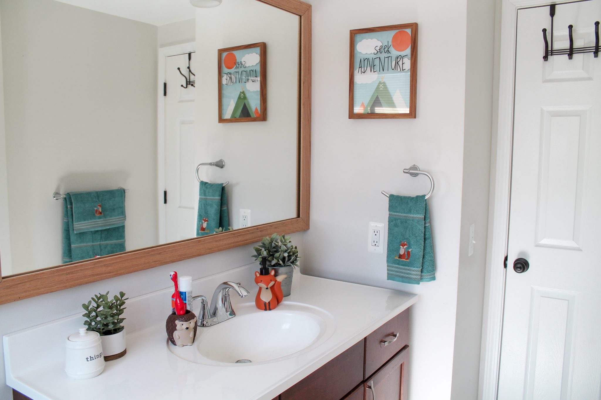 Budget-Friendly Woodland Themed Kids Bathroom Makeover