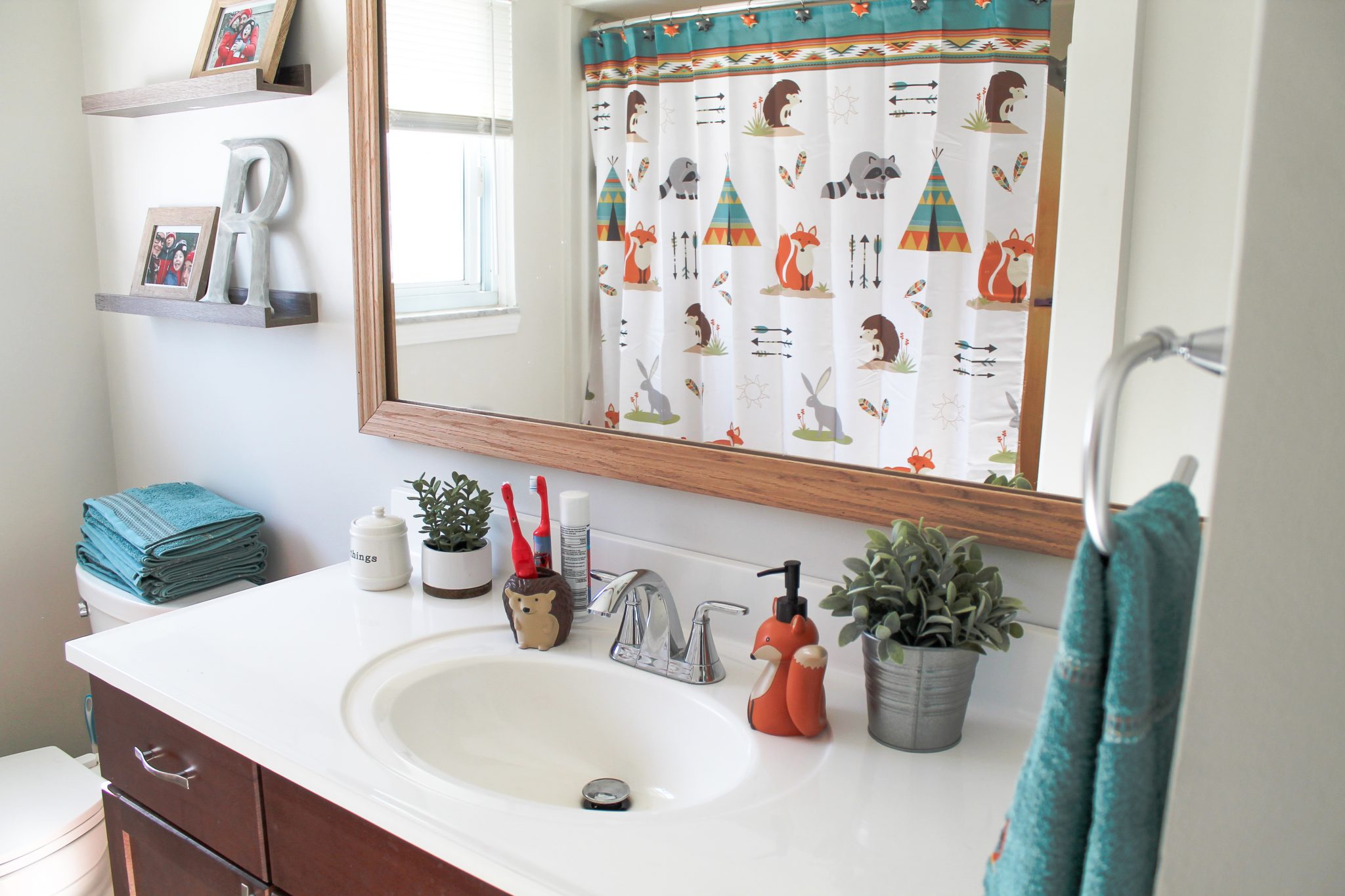 Budget-Friendly Woodland Themed Kids Bathroom Makeover