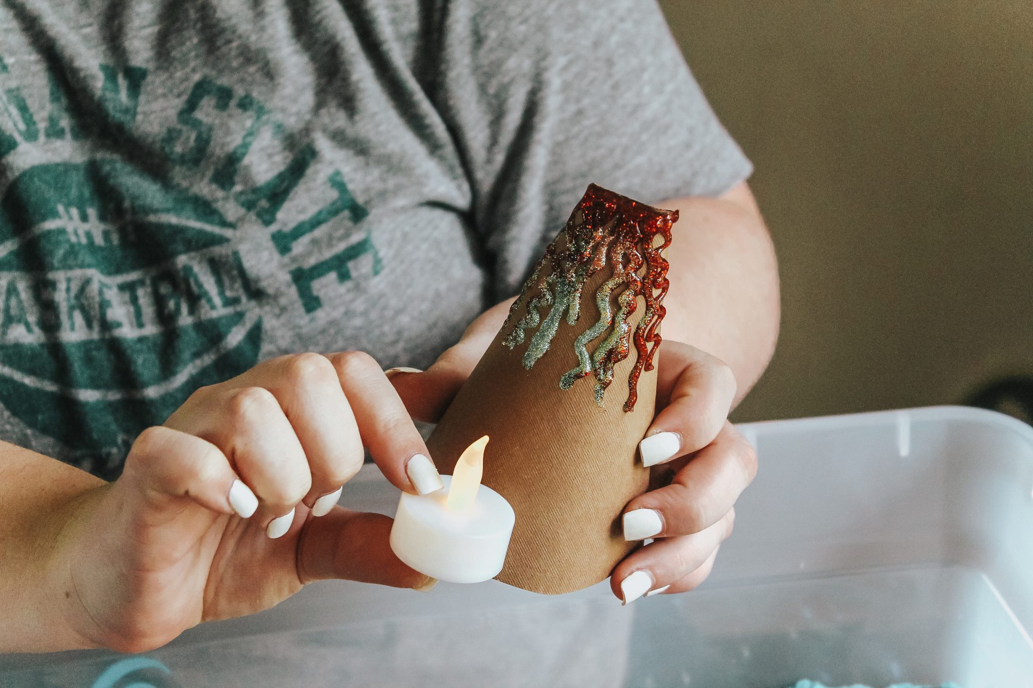 Dinosaur Island Sensory Bin with Kinetic Sand