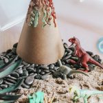 Dinosaur Island Sensory Bin with Kinetic Sand