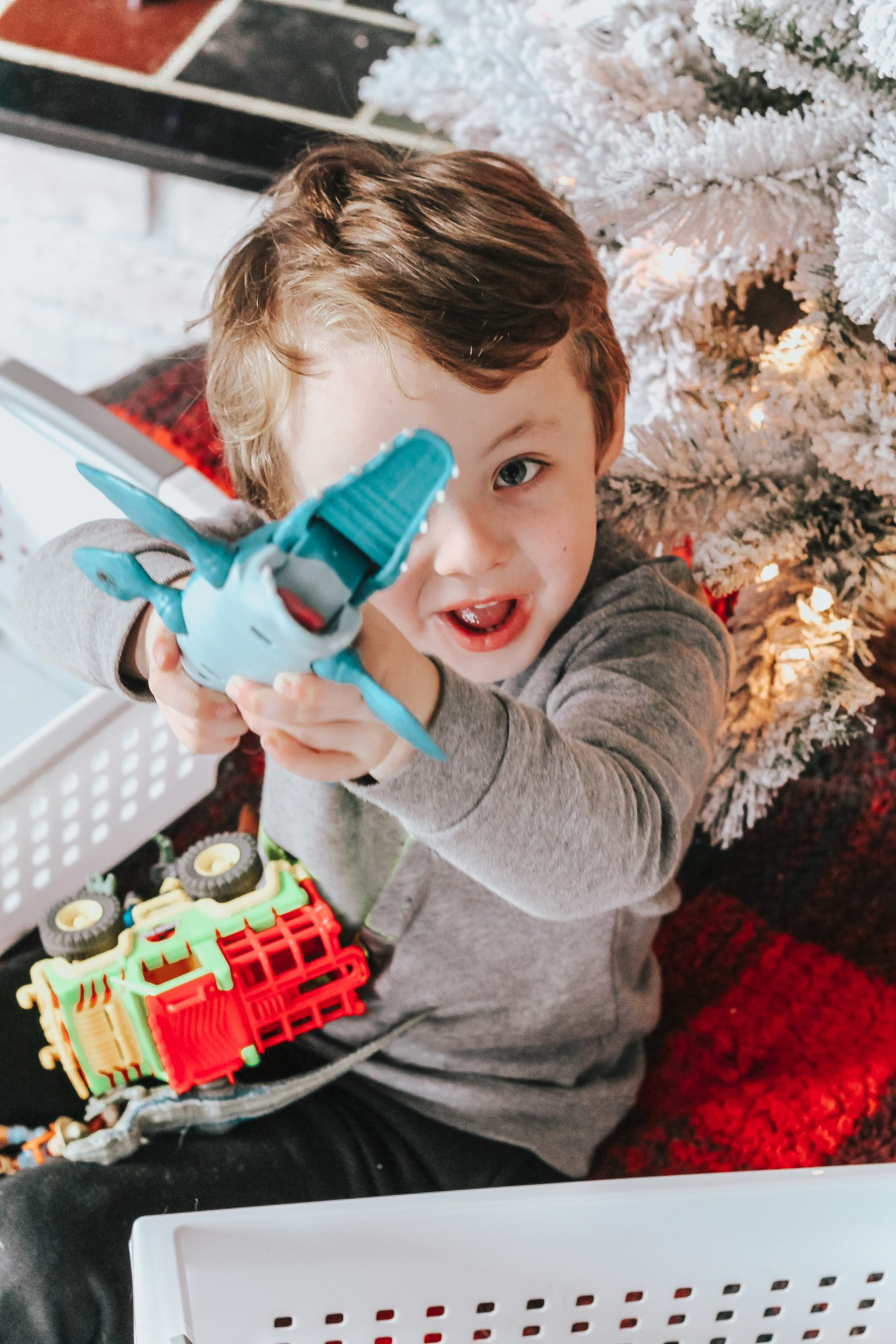 Dinosaur Island Sensory Bin with Kinetic Sand